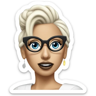 Lady gaga blue eyes black glasses realistic updo talking on the phone  sticker