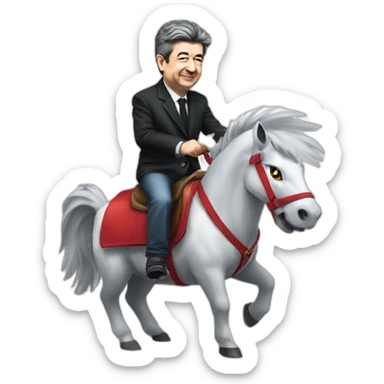 Jean Luc Mélenchon riding a pokémon sticker