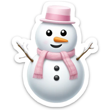 Cute white and light pink snowman sticker