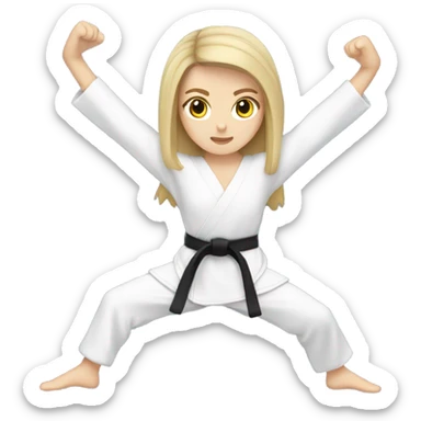 white girl doing  taekwono kick  sticker