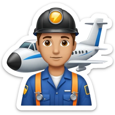 Aircraft mechanic with electric equipment sticker
