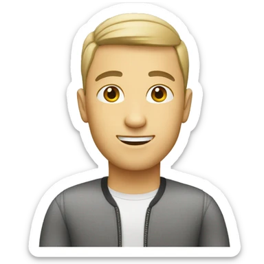 White programmer with buzz haircut sticker