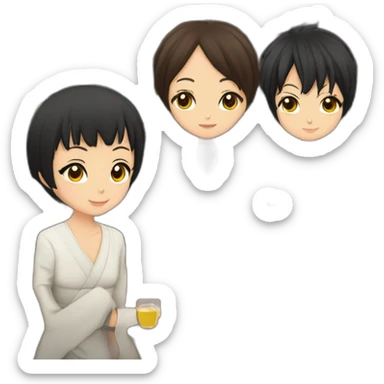 Koro sensai dans un bar avec Karasuma,Madame pouf,nagisa et karma sticker