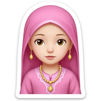 Cute little girl wearing pink clothes and feeling calm poster with Ghabali design sticker