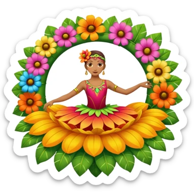 dancer on big flower float sticker