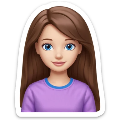 beautiful barbie girl with long brown hair, blue eyes and wearing light purple clothes watching stranger things on tv sticker