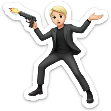Neo in matric dodging bullets on the rooftop, the famous meme but as emoji sticker