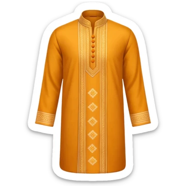 A 3D cartoon traditional kurta and pajama set folded neatly, soft warm tone, smooth fabric texture, Memoji-style look. sticker
