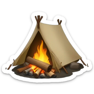 campfire with tent sticker