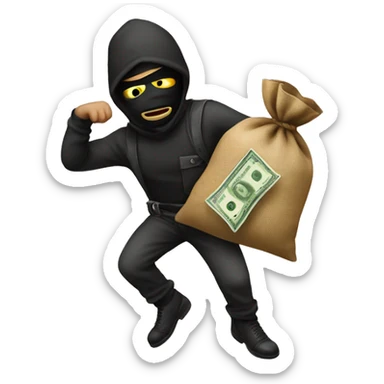 Robber emoji with money sack sticker