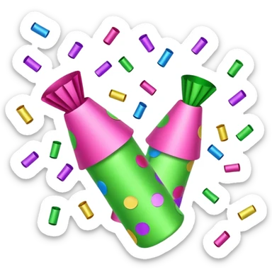 light green and pink party poppers and confetti sticker