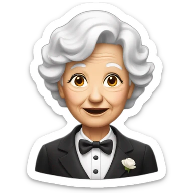 old woman in a tuxedo sticker