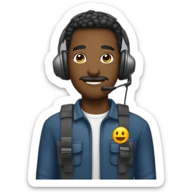 homem com protetor auricular sticker