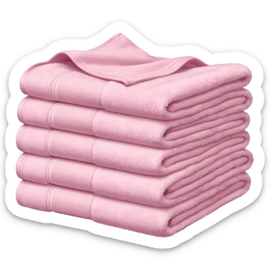 Light pink fluffy towel stack, soft shadows, pastel backdrop sticker