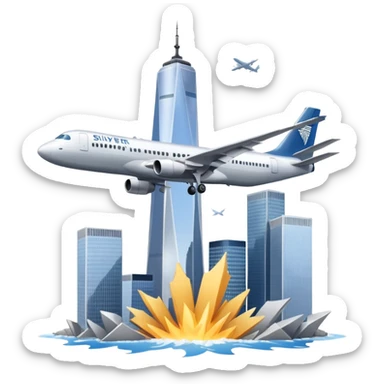Plane flying into world trade center sticker