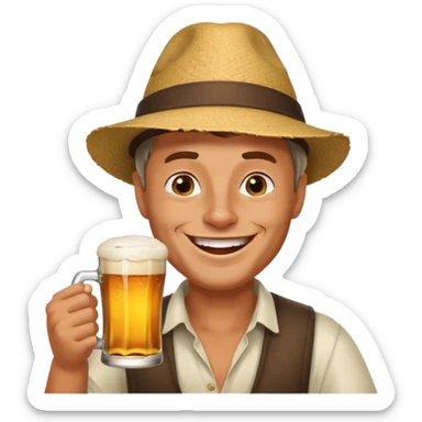 drunk man with a glass of beer sticker
