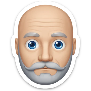 Bald man with grey beard and mustache and blue eyes sticker