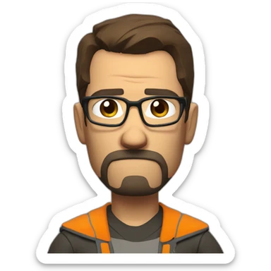 sad gordon freeman, big frown sticker