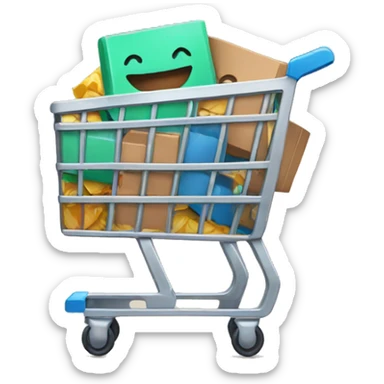 shopping cart with boxies sticker