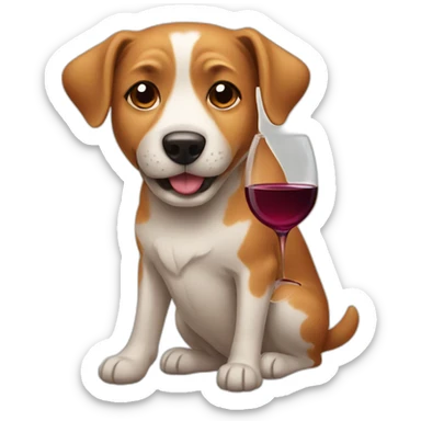Dog with wine sticker