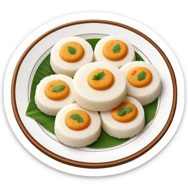 steamed idli rice cakes with sambar and coconut chutney sticker