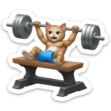 kitten bench pressing sticker