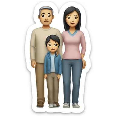Asian family of four sticker