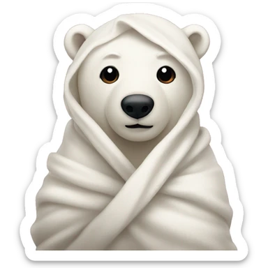 cute polar bear wrapped in a dark red blanket sticker