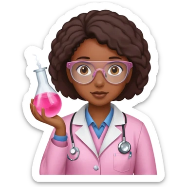 Black girl scientist wearing pink lab coat  sticker