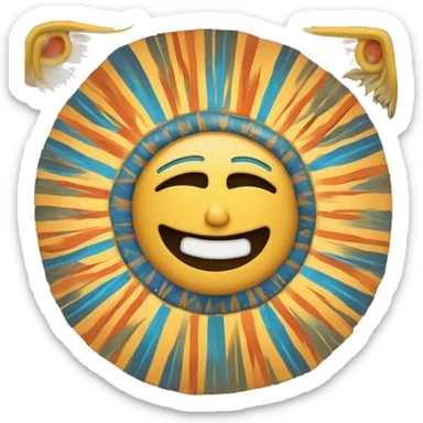 un sol sonriente con rayos estilizados similares a los soles representados en diversos culturas prehispanicas  sticker