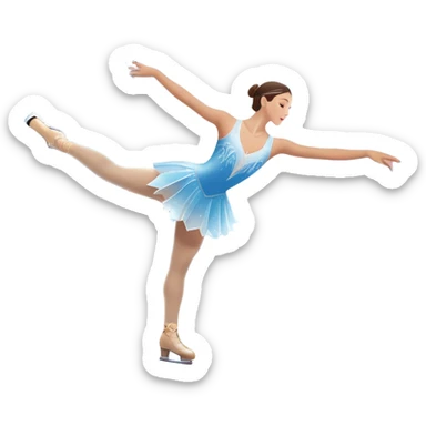 An icon showing a graceful figure skater performing a spin on the ice in a grand ice palace. The rink is illuminated by soft light beams, with cheering spectators in the stands. Snowflakes gently fall, adding to the magical atmosphere. Transparent background highlights elegance and artistry. sticker