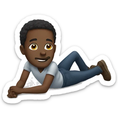 black man laying on the ground  sticker