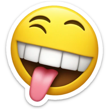 yellow smiley with tongue out. yummy concept sticker