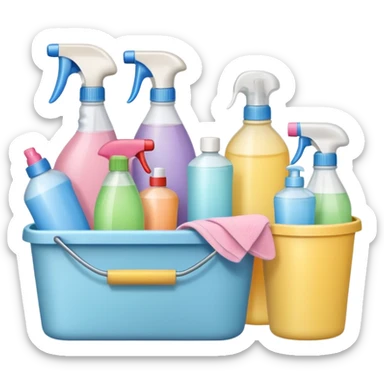 Realistic cleaning essentials with natural color sticker