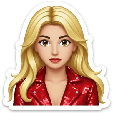 Lele Pons with long blonde hair, red sequin outfit sticker