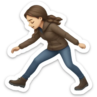 Woman brown hair slipping on ice sticker
