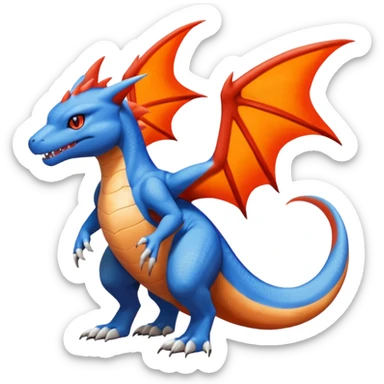 Garchomp-Veemon-Charmeleon-Digimon-Latias-Peppercat-Pokémon-Flamedramon-fusion-animal-hybrid-creature, Full body  sticker