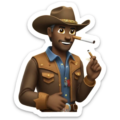 A cowboy riding a horse while smoking a cig  sticker