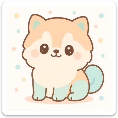 pati color pomeranian puppy sitting, kawaii style sticker