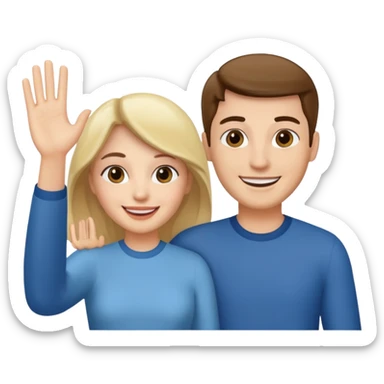 married couple waving sticker