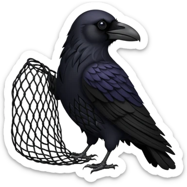 A raven getting caught by a net sticker