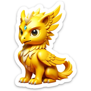 Clash of Clans aesthetic: Cinematic fierce lightning gryphon Beast Emoji, rendered in a 3D vector-style similar to standard emojis with minimal shading and bold, simplified shapes. A compact, isometric mythical creature with wild, majestic features and fierce yet endearing eyes, softly glowing with a primal enchanted charm. Simplified yet unmistakably iconic, highly detailed and consistent, glowing with a soft radiant shine and high polish. Stylized with a touch of mythical wildness and a soft glowing outline, capturing the essence of a legendary beast with a friendly, playful allure! sticker