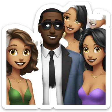 diddy at a party with bunch of girs sticker