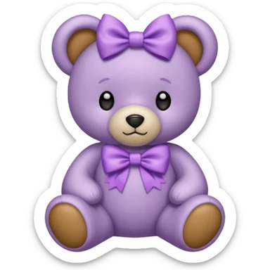 Teddy with lilac bow sticker