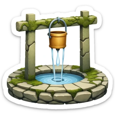 a water well made out of stone sticker