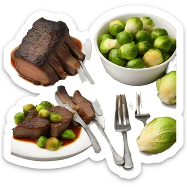 Short rib dinner with Brussel sprouts sticker