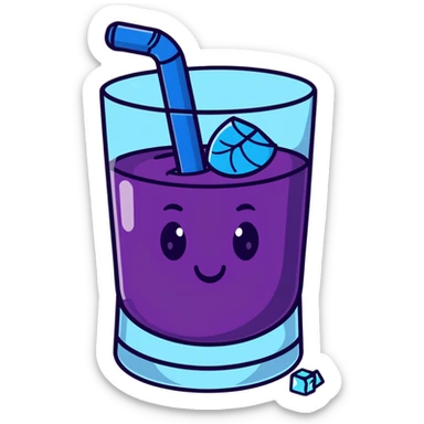 glass of grape koolaid with ice cubes sticker