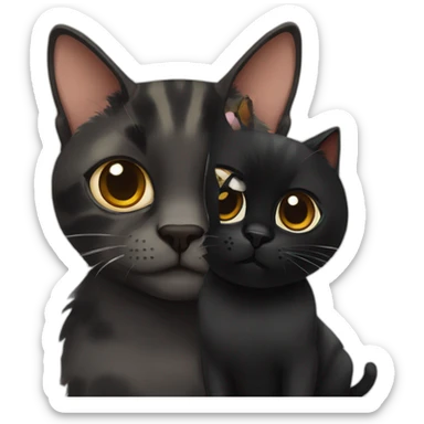 Tortie cat and black cat friends sticker
