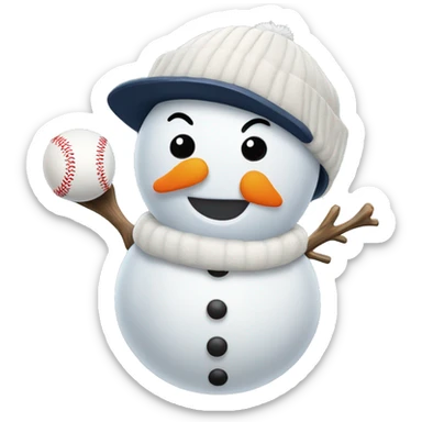snowman with a baseball glove in left hand sticker
