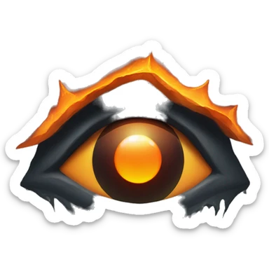 Eye of Sauron with glowing orange iris, set in a dark tower of Mordopr sticker